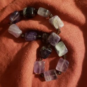 Elastic Amethyst Beaded Bracelet